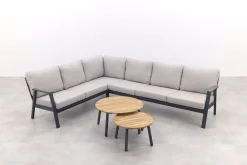Viento/Mindo L-vorm loungeset links/rechts opstelbaar - Royal Grey/Teak