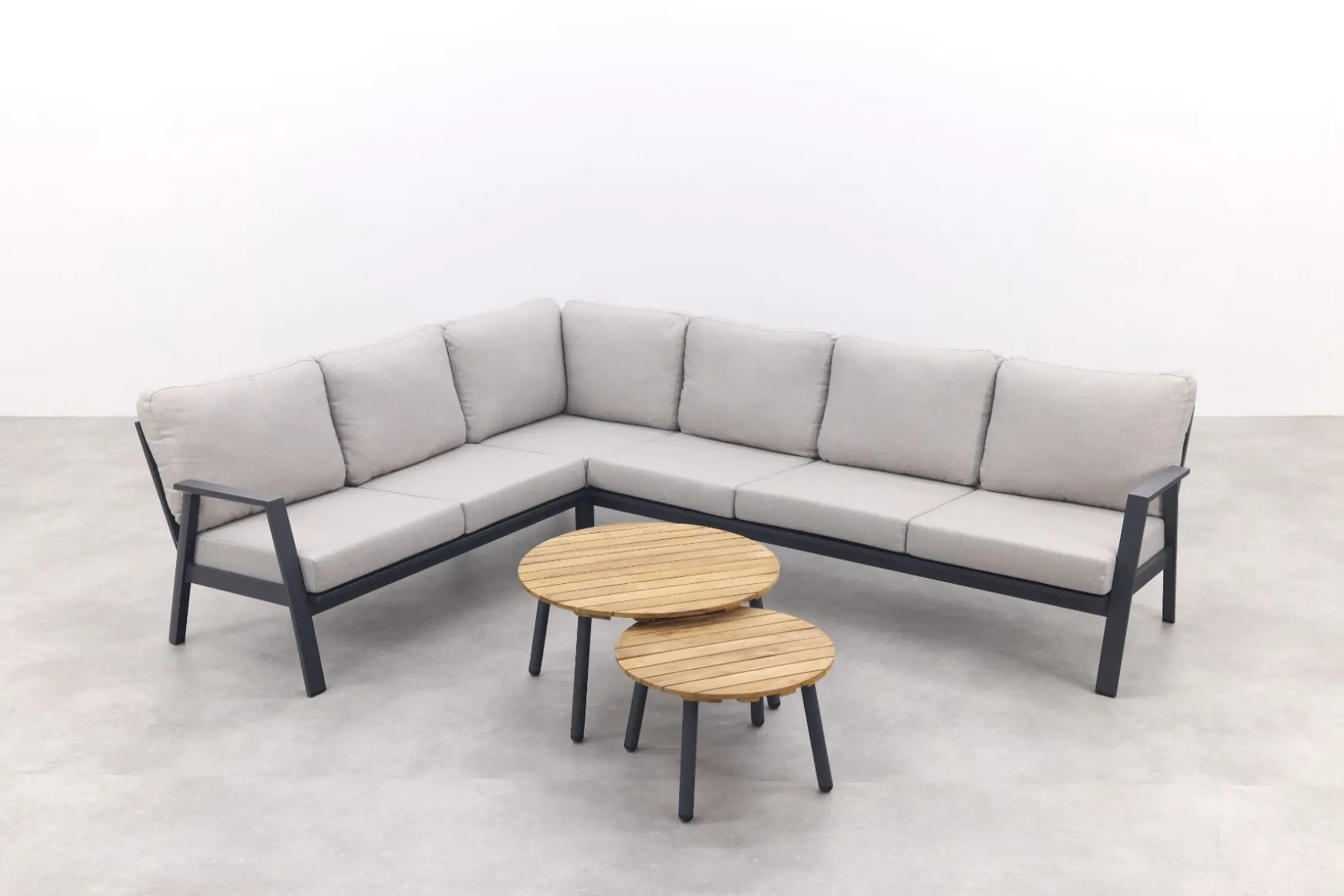 Viento/Mindo L-vorm loungeset links/rechts opstelbaar - Royal Grey/Teak