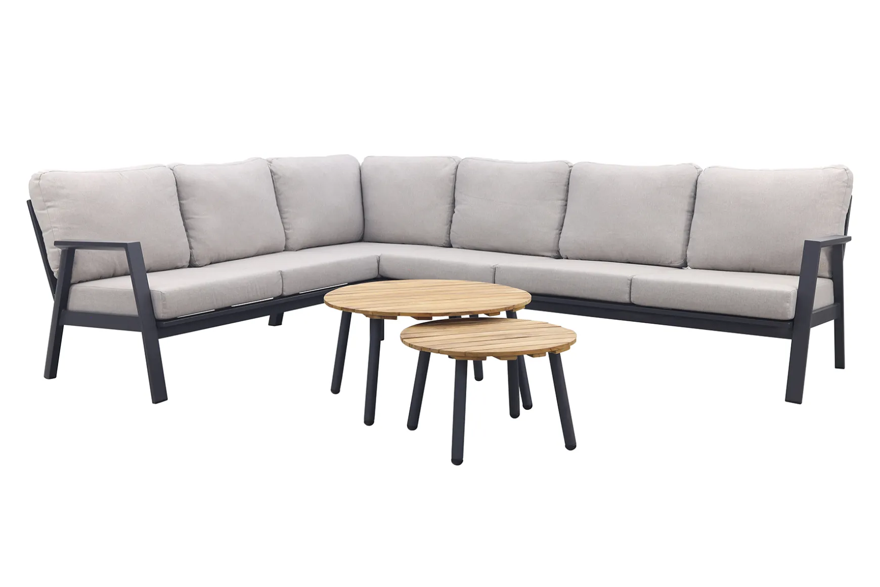 Viento/Mindo L-vorm loungeset links/rechts opstelbaar - Royal Grey/Teak