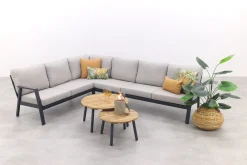 Viento/Mindo L-vorm loungeset links/rechts opstelbaar - Royal Grey/Teak