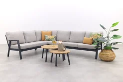 Viento/Mindo L-vorm loungeset links/rechts opstelbaar - Royal Grey/Teak