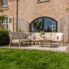 Viento/Mindo L-vorm loungeset links/rechts opstelbaar met ronde loungetafels - Latte