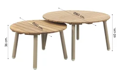 Viento/Mindo L-vorm loungeset links/rechts opstelbaar met ronde loungetafels - Latte