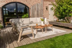 Viento/Mindo L-vorm loungeset links/rechts opstelbaar met ronde loungetafels - Latte