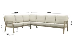 Viento/Mindo L-vorm loungeset links/rechts opstelbaar met ronde loungetafels - Latte