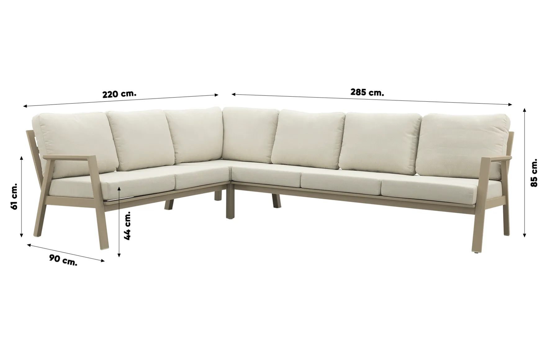 Viento/Mindo L-vorm loungeset links/rechts opstelbaar - Latte