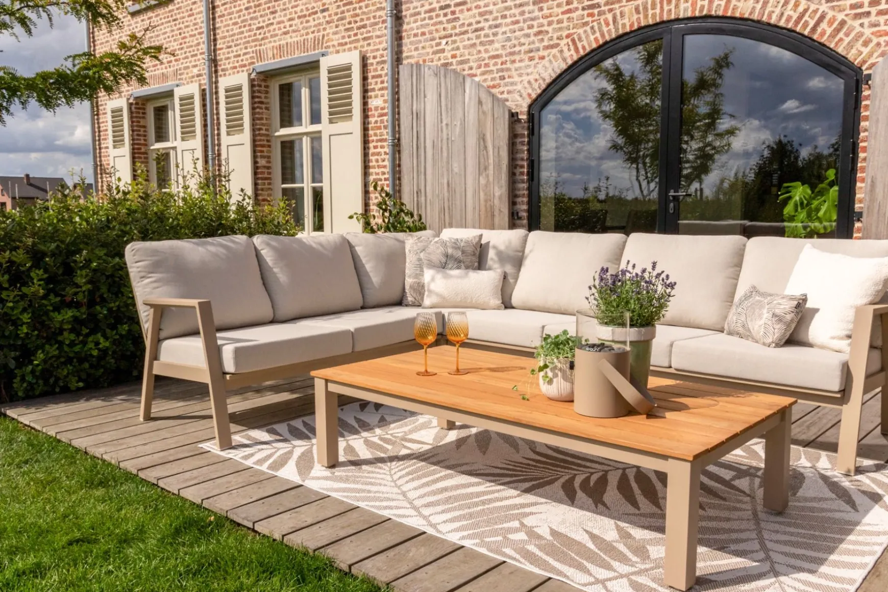 Viento/Mindo L-vorm loungeset links/rechts opstelbaar - Latte