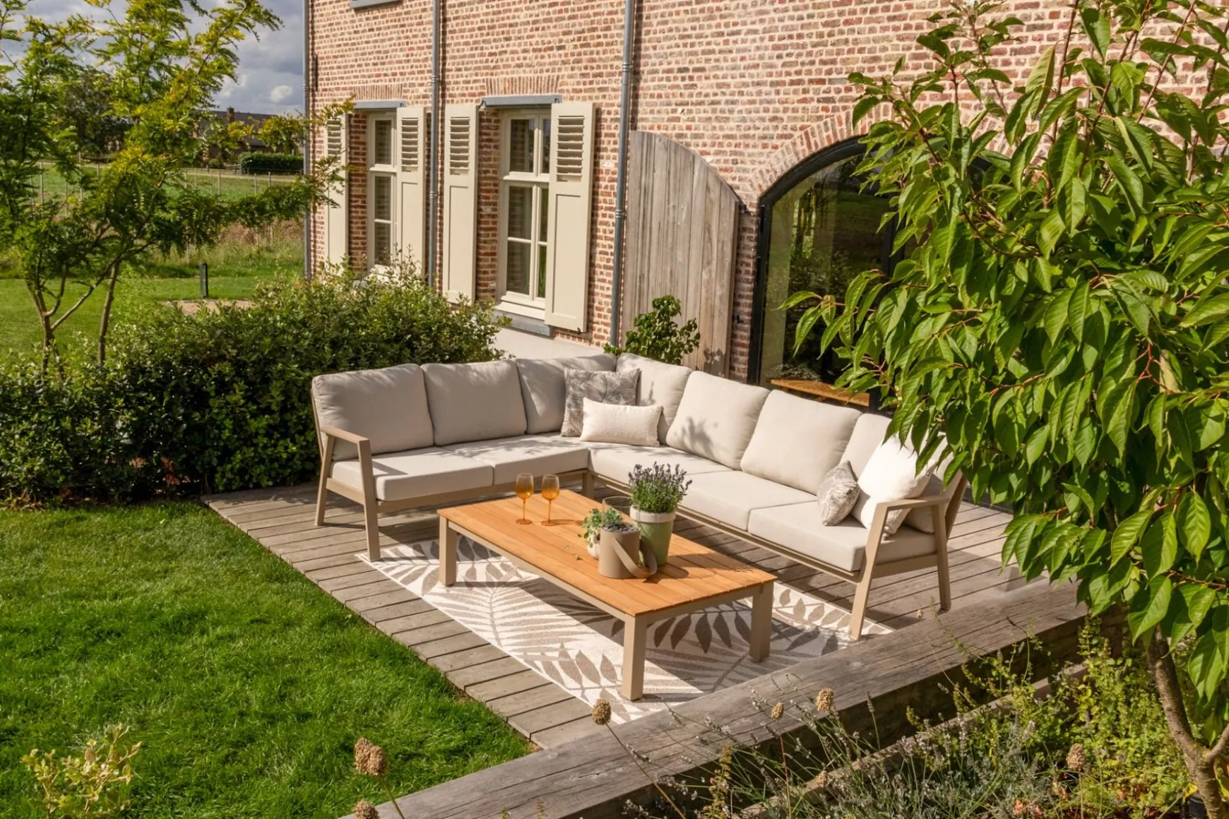 Viento/Mindo L-vorm loungeset links/rechts opstelbaar - Latte