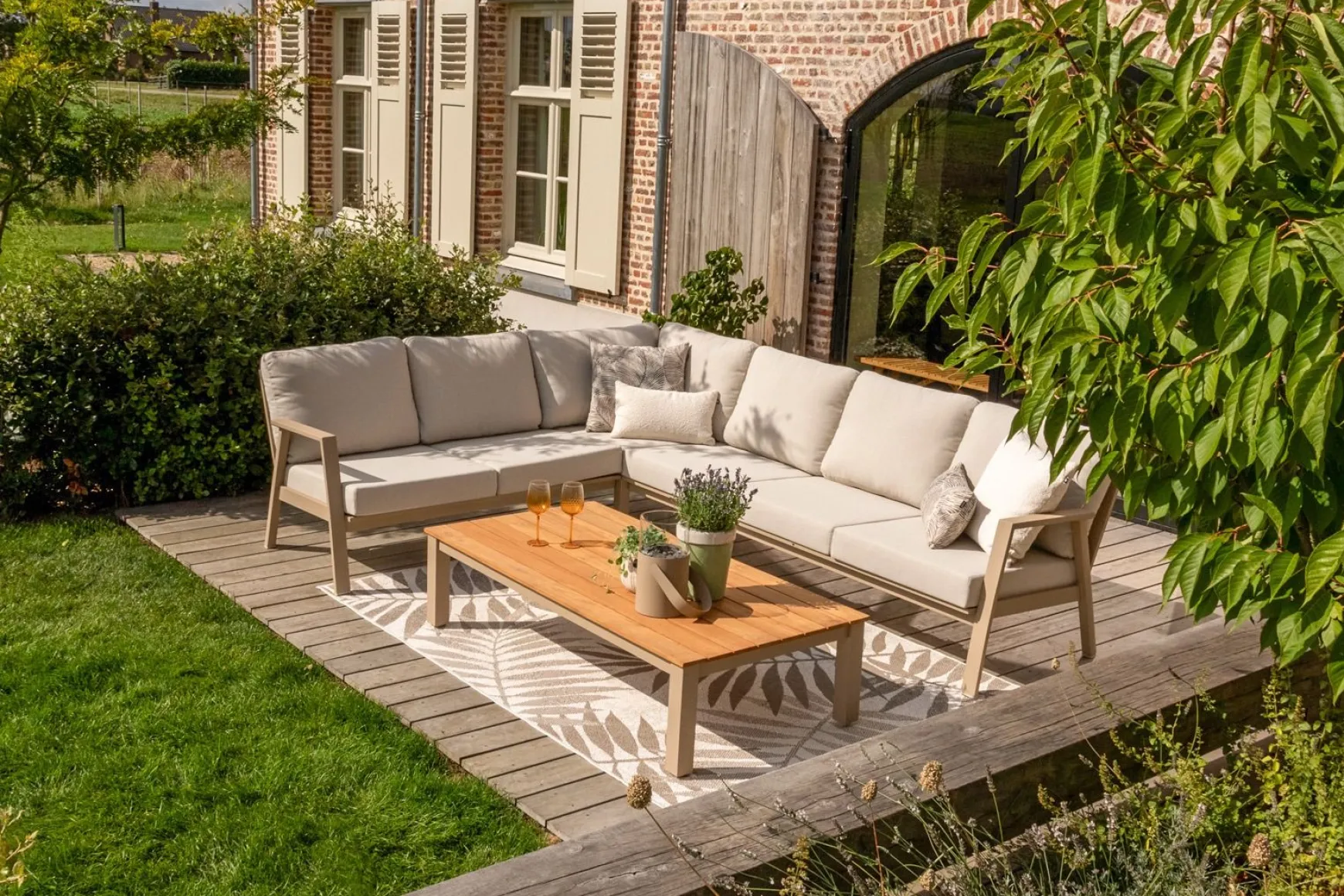 Viento/Mindo L-vorm loungeset links/rechts opstelbaar - Latte