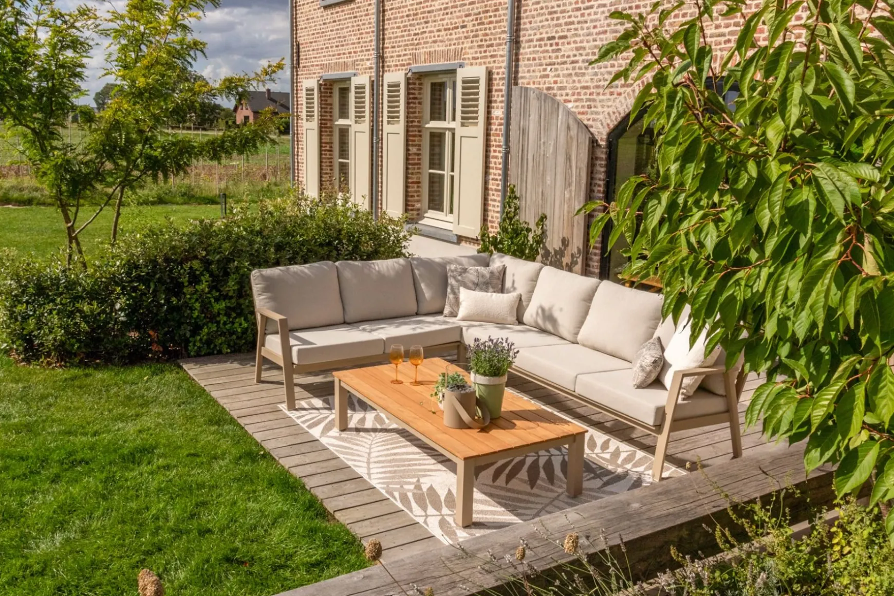 Viento/Mindo L-vorm loungeset links/rechts opstelbaar - Latte
