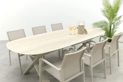 Wales/Indigo uitschuifbare tuinset voor 6 personen 250-310x110 cm. - Keramiek/Mokka
