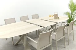 Wales/Indigo uitschuifbare tuinset voor 6 personen 250-310x110 cm. - Keramiek/Mokka