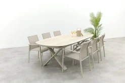 Wales/Indigo uitschuifbare tuinset voor 6 personen 250-310x110 cm. - Keramiek/Mokka