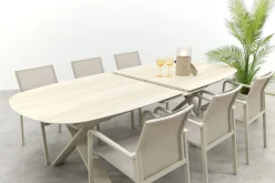 Wales/Indigo uitschuifbare tuinset voor 6 personen 250-310x110 cm. - Keramiek/Mokka