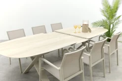 Wales/Indigo uitschuifbare tuinset voor 6 personen 250-310x110 cm. - Keramiek/Mokka