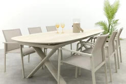 Wales/Indigo uitschuifbare tuinset voor 6 personen 250-310x110 cm. - Keramiek/Mokka