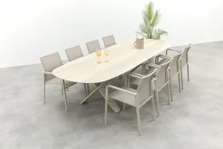 Wales/Indigo uitschuifbare tuinset voor 8 personen 250-310x110 cm. - Keramiek/Mokka