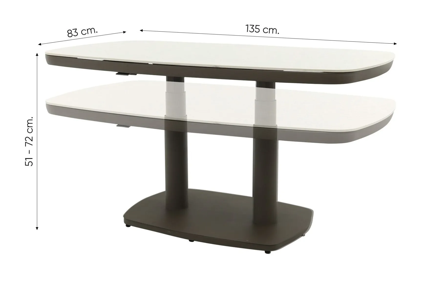 Welton up&down verstelbare tuintafel 135x83 cm. - Terre